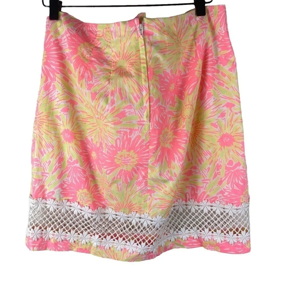 Lilly Pulitzer Corrie 100% Cotton Skirt Lined Floral Print Size 4